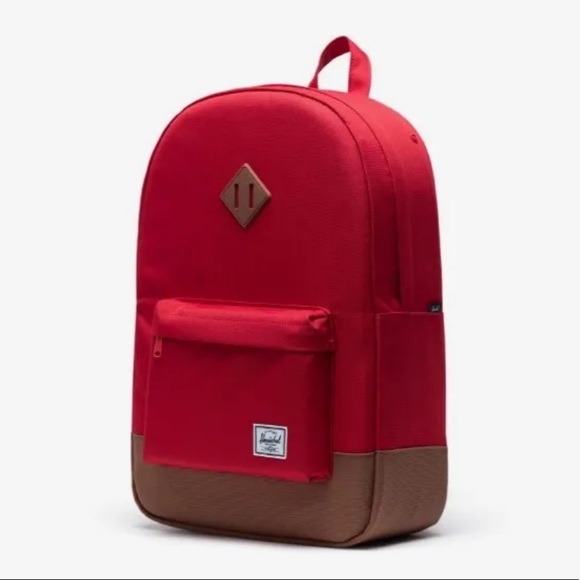 Herschel Heritage Backpack Red/Saddle Brown School Backpack Laptop Bag Travel - Picture 3 of 8
